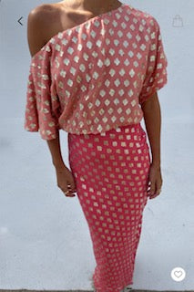 Never Fully Dressed Tilly Dress - Pink/Red Jacquard