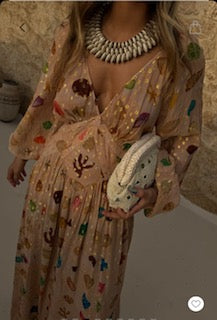 Never Fully Dressed Shell Reign Dress - Gold Multi