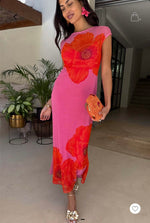 Never Fully Dressed Pink Poppy Sleeveless Mesh Dress - Pink Poppy