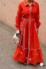 Never Fully Dressed Pollenca Shirt Dress - Red/Cream