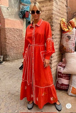Never Fully Dressed Pollenca Shirt Dress - Red/Cream