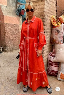 Never Fully Dressed Pollenca Shirt Dress - Red/Cream