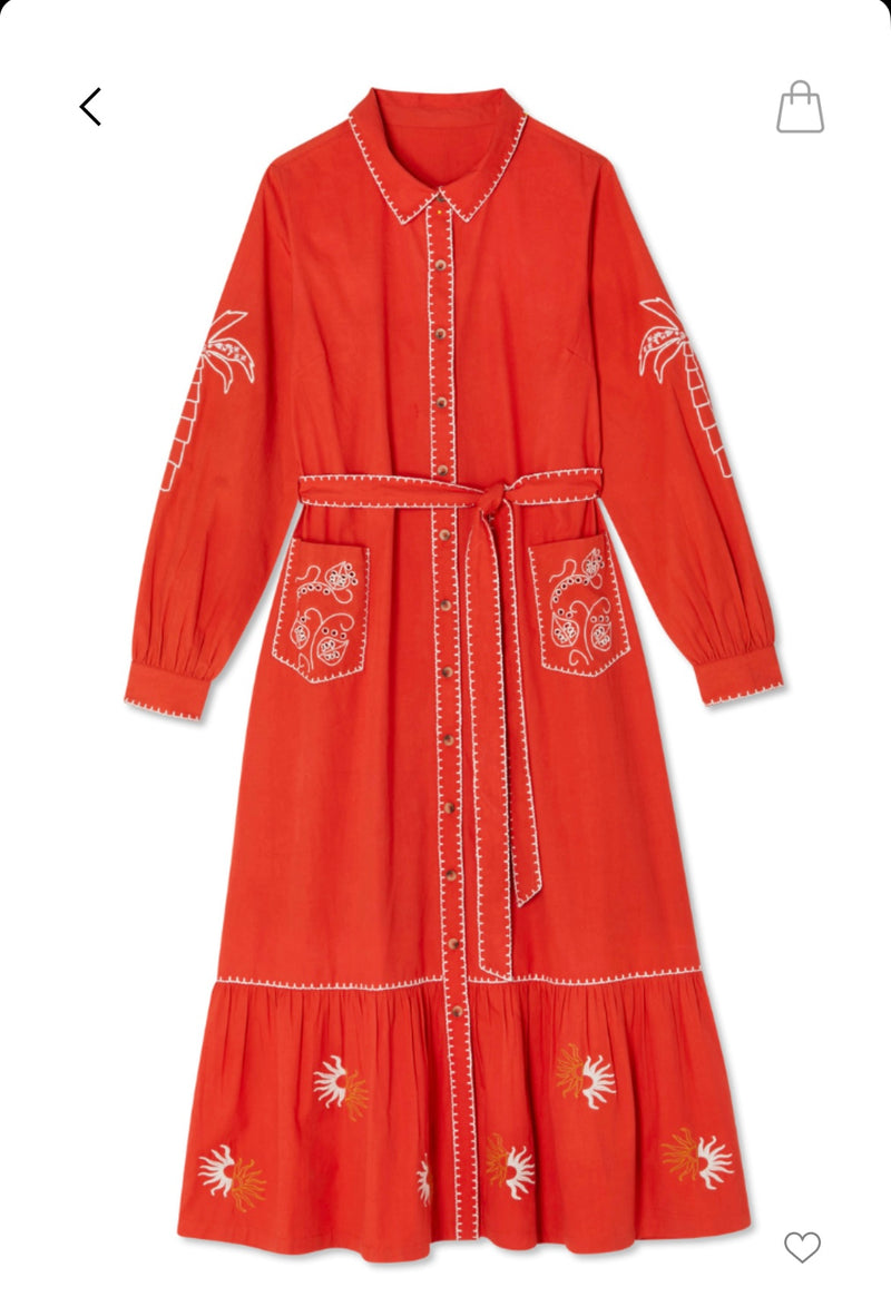 Never Fully Dressed Pollenca Shirt Dress - Red/Cream
