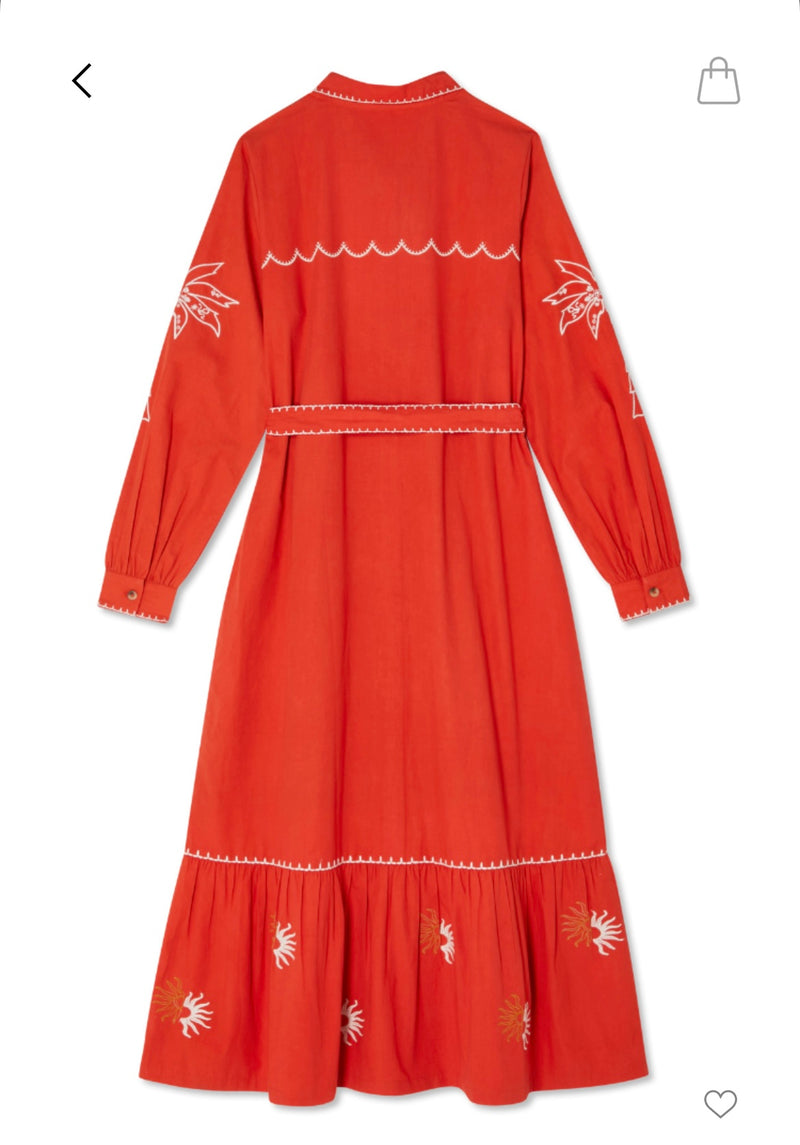 Never Fully Dressed Pollenca Shirt Dress - Red/Cream