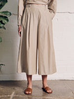 Vivere Isla Wide Palazzo Pant - Beige Stripe