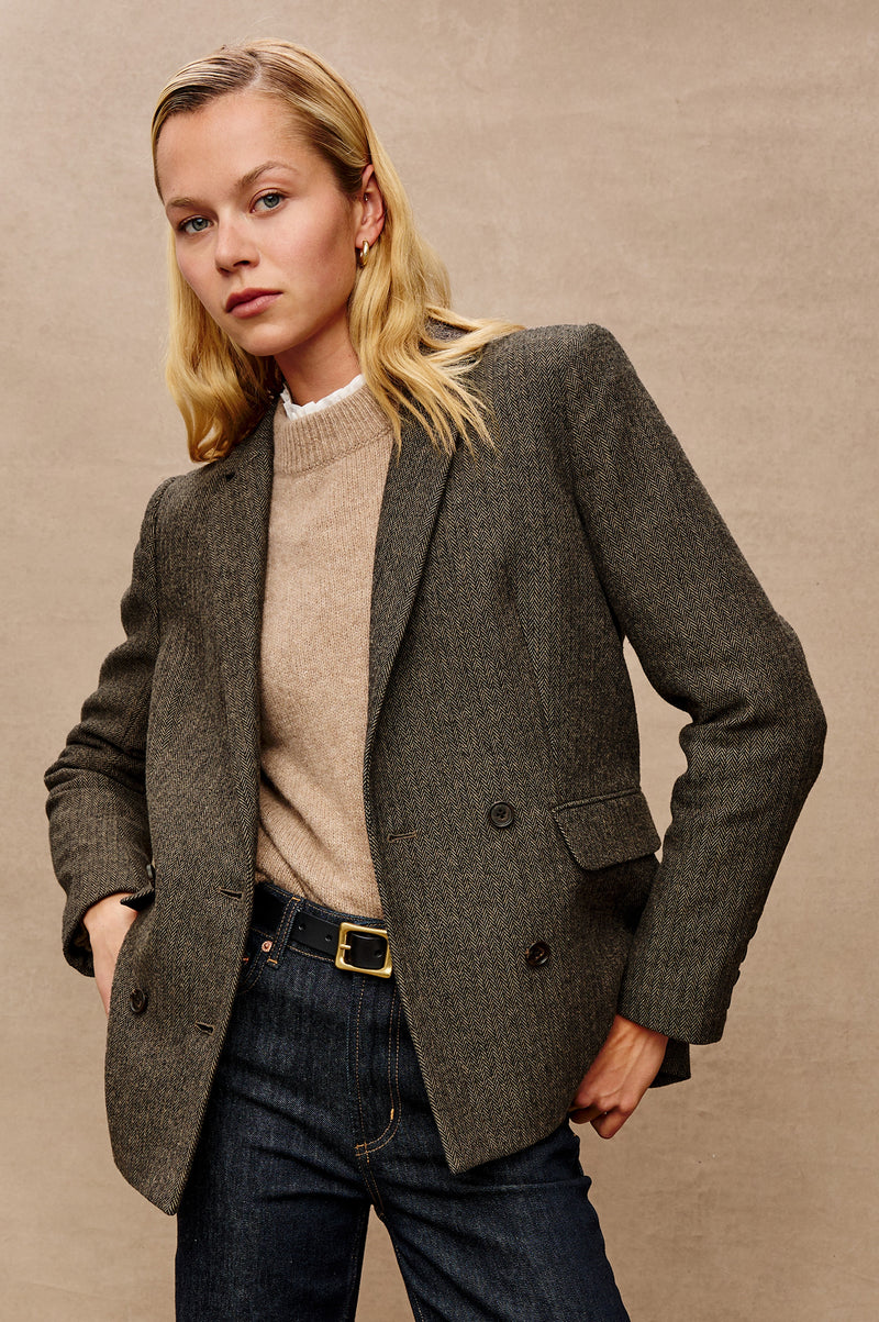 Rails Jac Blazer - Camel/Black Herringbone