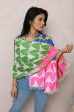 Ombré London Hearts Scarf - Pink/Blue/Green