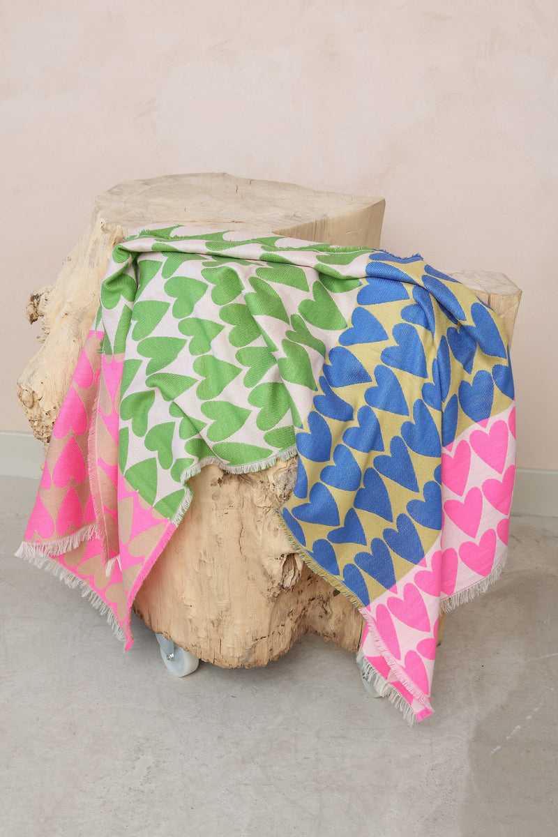 Ombré London Hearts Scarf - Pink/Blue/Green