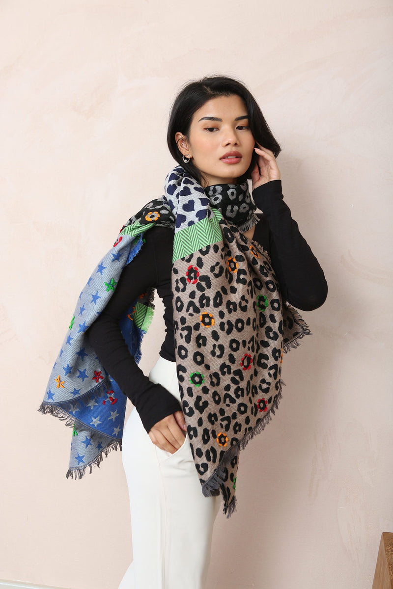 Ombre London Multi Stars Jacquard Scarf - Multi