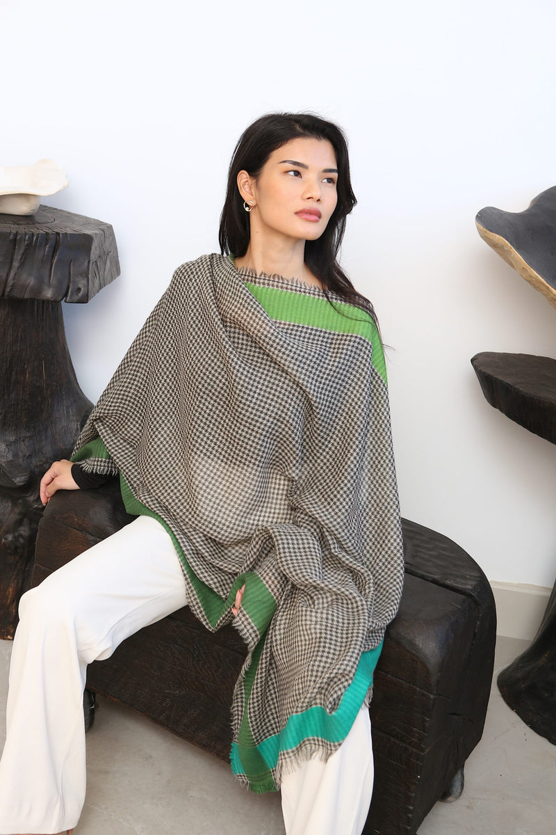 Ombré London Soft Checks Scarf - Green