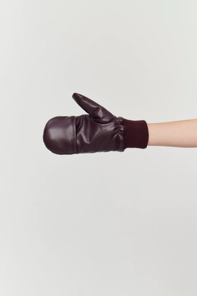 Jakke Milla Faux Leather Gloves - Burgundy