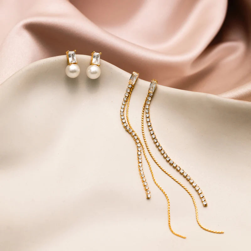 Orelia Crystal Baguette & Pearl Stud Earring