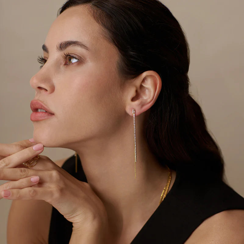 Orelia Baguette & Crystal Fine Drop Earrings