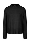 Loop Cashmere Split Back Sweater - Black