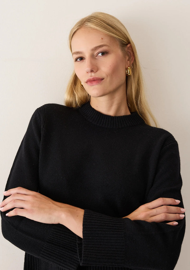 Loop Cashmere Split Back Sweater - Black – Lulu&M