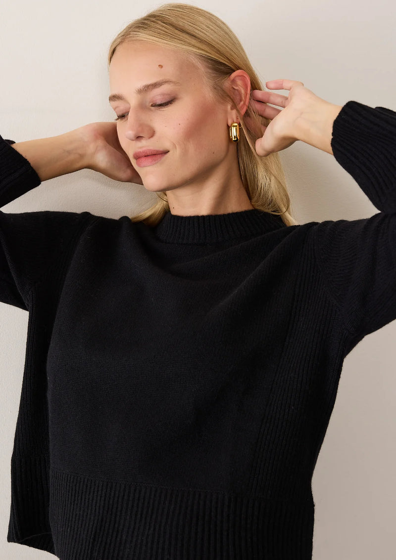 Loop Cashmere Split Back Sweater - Black – Lulu&M