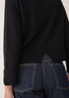 Loop Cashmere Split Back Sweater - Black