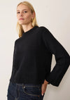 Loop Cashmere Split Back Sweater - Black