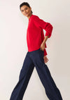 Loop Cashmere Ribbed Detail Lofty Crew - Red