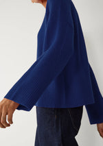 Loop Cashmere Ribbed Detail Lofty Crew - Sodalite Blue