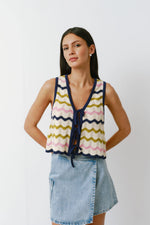 Seventy + Mochi Edie Tie Vest - Lime Strip