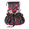 Donna May London Open Flat Drawstring Makeup Bag -  Khaki & Pink Animal