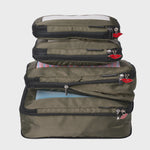 Donna May London Set of 4 Compression Packing Cubes – Khaki With Pink Leopard Interior