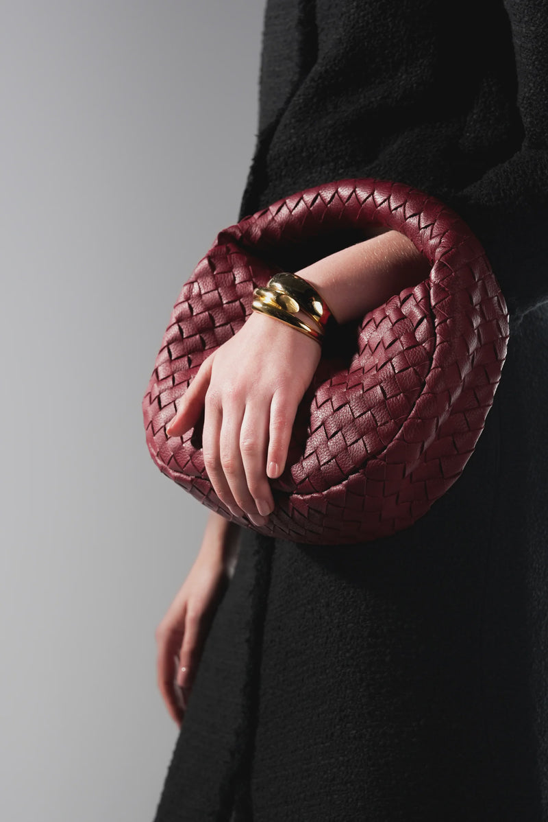 Aleo Laluna Mini Leather Handbag - Cranberry