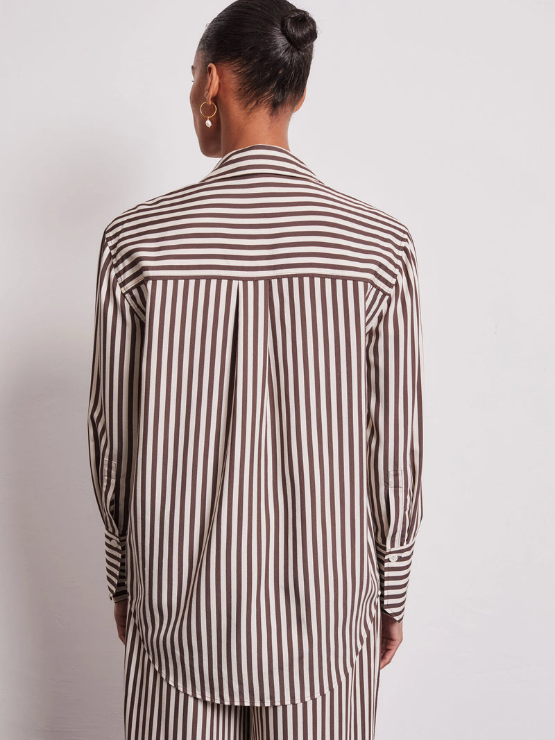 Vivere Lois Stripe Easy Shirt - Brown/Cream