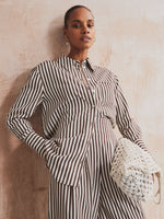 Vivere Lois Stripe Easy Shirt - Brown/Cream