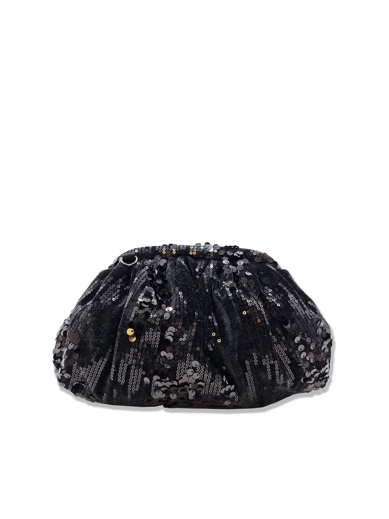 Nooki Lucinda Sequin Velvet Clutch Bag - Black