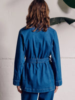 Vivere Macy Denim Belted Jacket - Blue