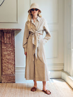 Vivere Miriam Tie Front Shirt - Beige Stripe