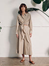 Vivere Miriam Tie Front Shirt - Beige Stripe