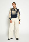 Minus Aliana Knit Stripe Pullover - Sky Captain /Beige