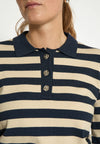 Minus Aliana Knit Stripe Pullover - Sky Captain /Beige