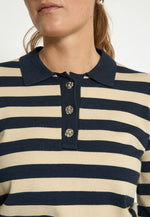 Minus Aliana Knit Stripe Pullover - Sky Captain /Beige