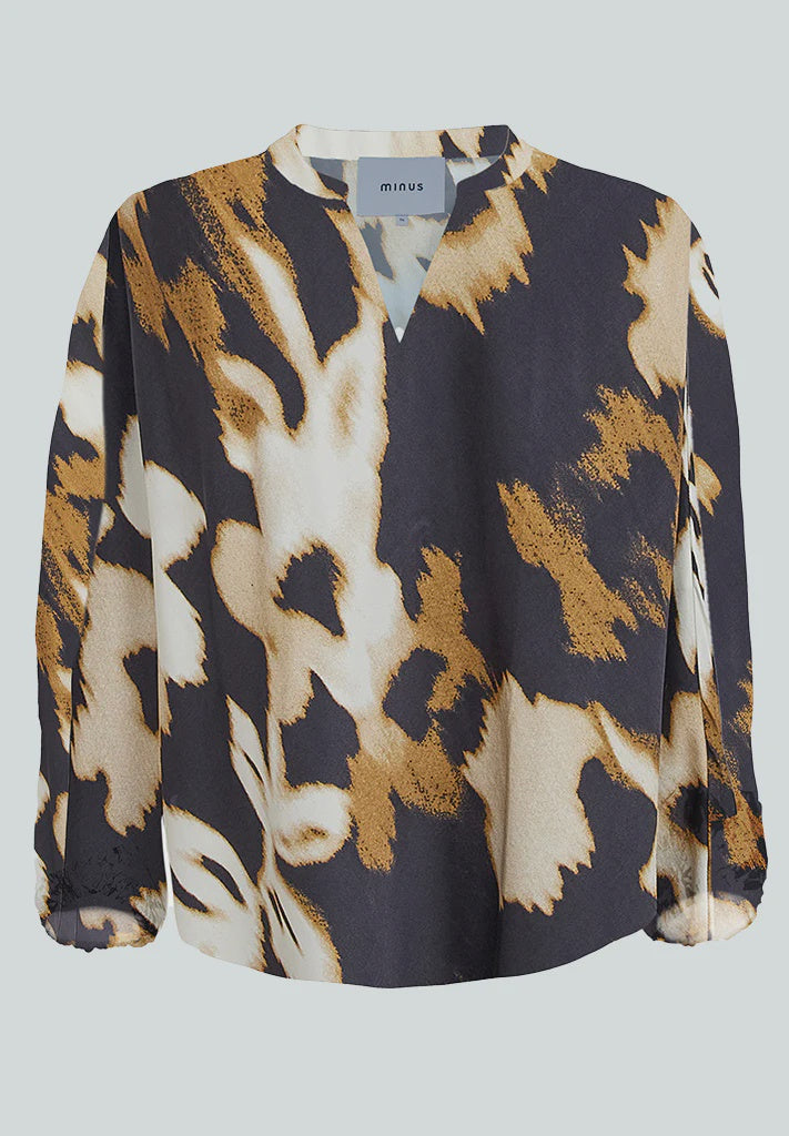 Minus Bernia V-Neck Blouse - Arrowwood Yellow Print