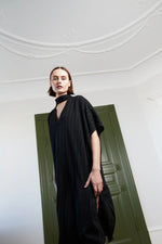 Stella Nova Midi Dress With Neck Tie Band - Black