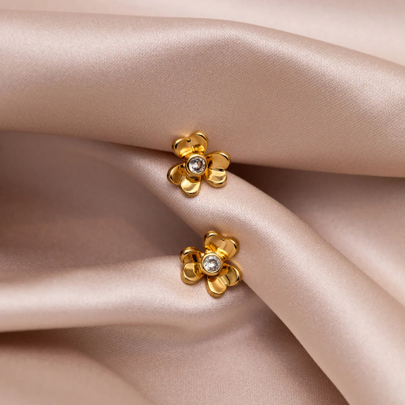 Orelia Floral Clover Stud Earrings