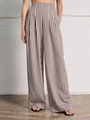 Vivere Nellie High Waisted Palazzo Trouser - Brown/Cream Stripe