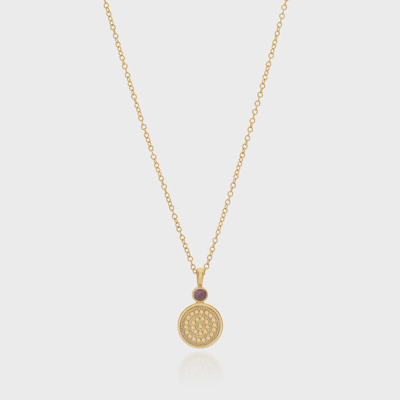 Anna Beck Pink Ruby Circle Pendant Necklace - Gold