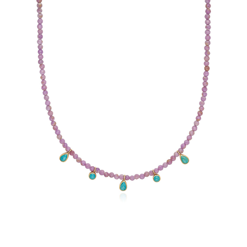 Anna Beck Vista Beaded Necklace - Lilac/Turquoise/Gold
