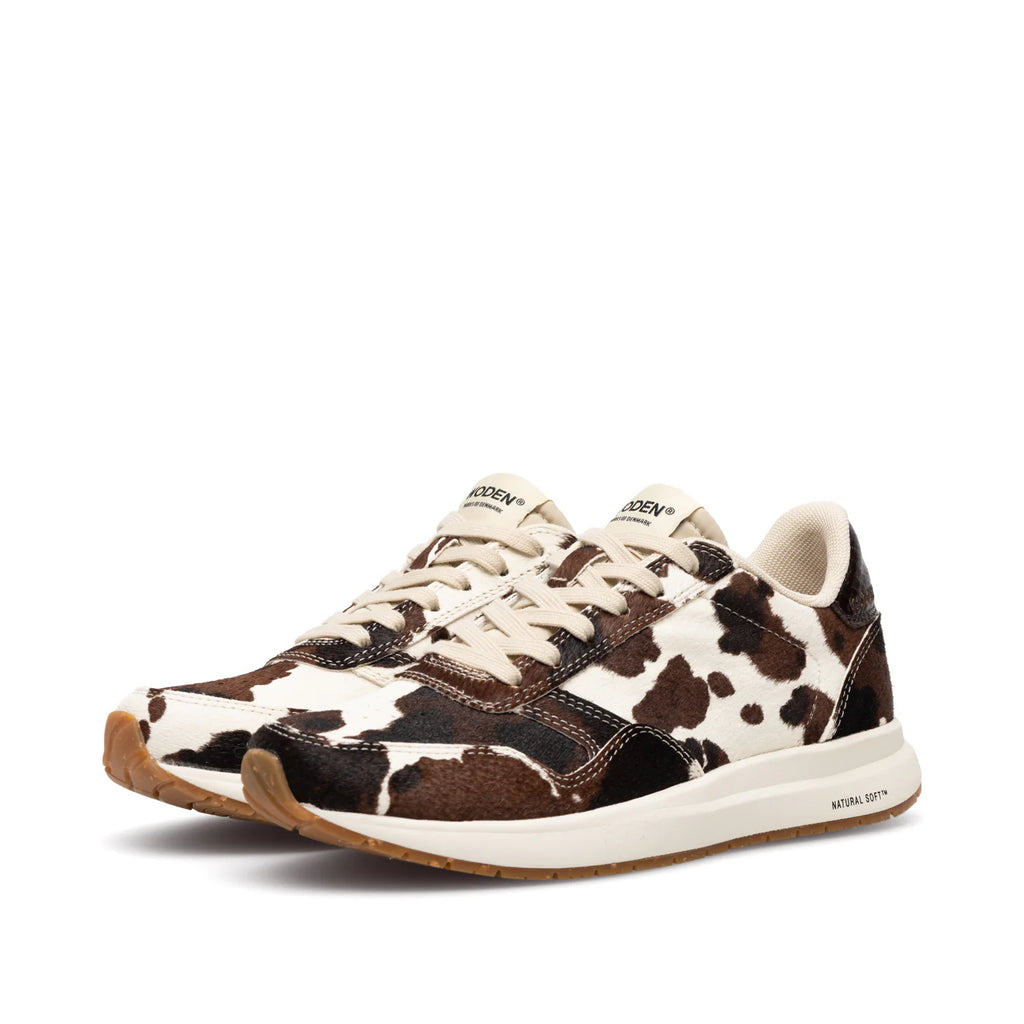 Woden Nicoline Animal Print Trainer - Cow