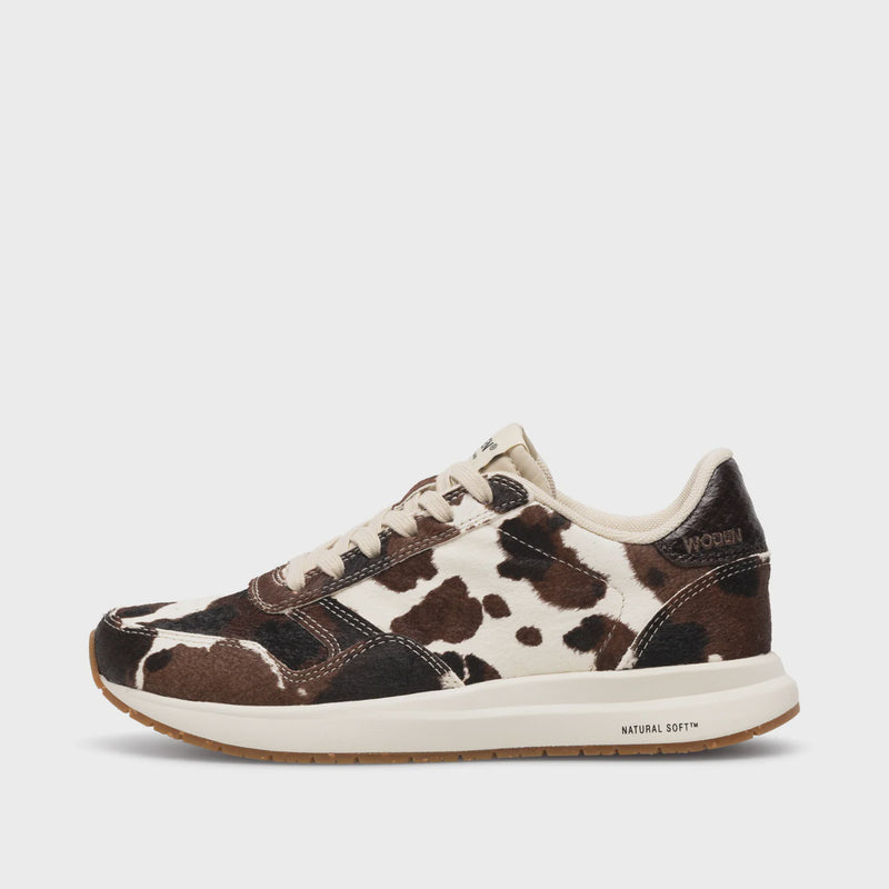 Woden Nicoline Animal Print Trainer - Cow