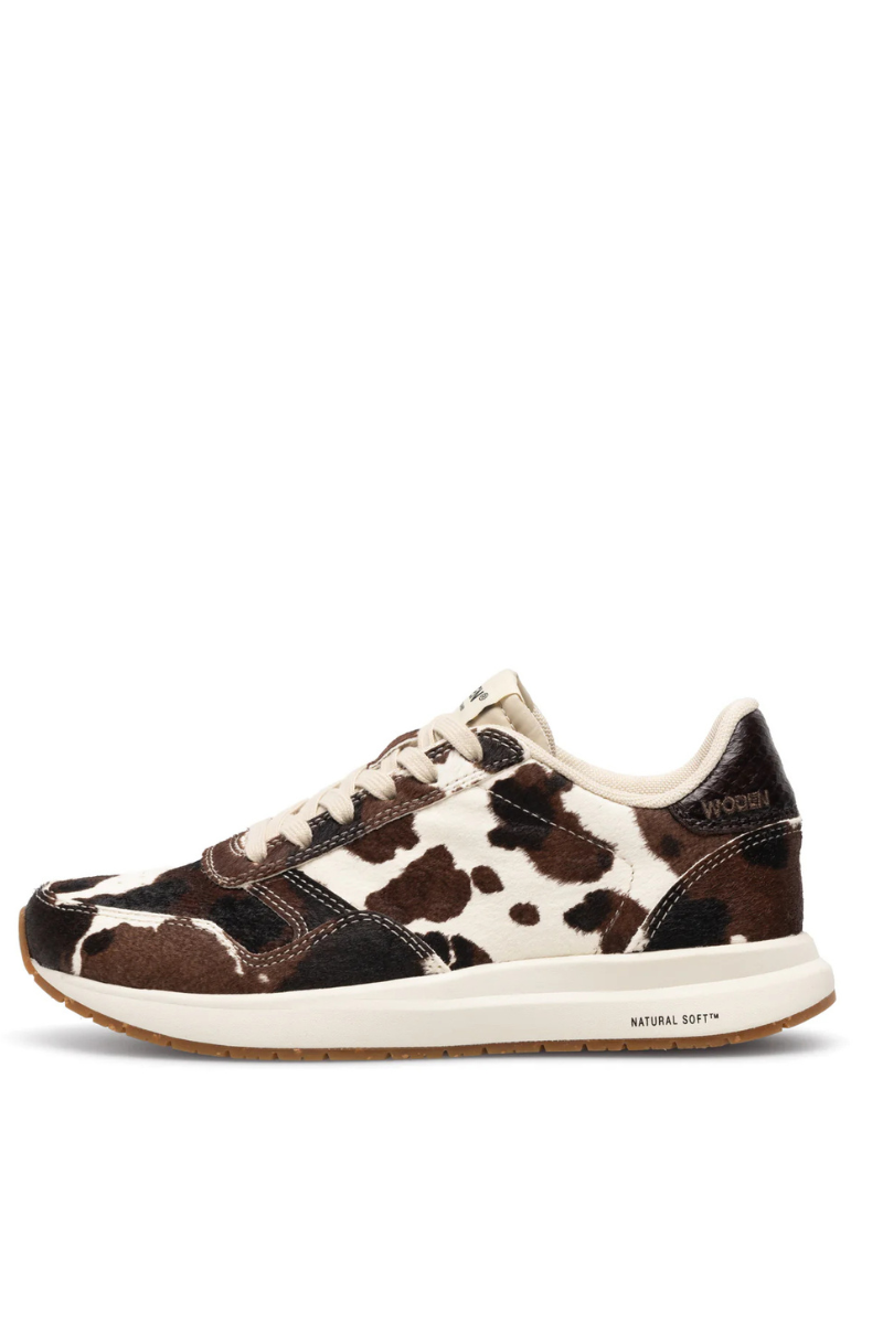 Woden Nicoline Animal Print Trainer - Cow