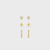 Orelia Pave Starburst & Opal Mini Micro 3 Pack Earrings