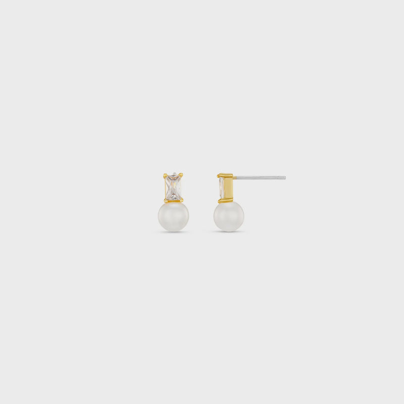 Orelia Crystal Baguette & Pearl Stud Earring