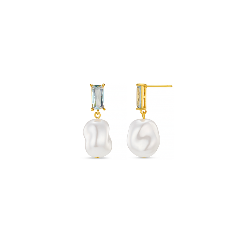 Orelia Baguette & Pearl Drop Earring