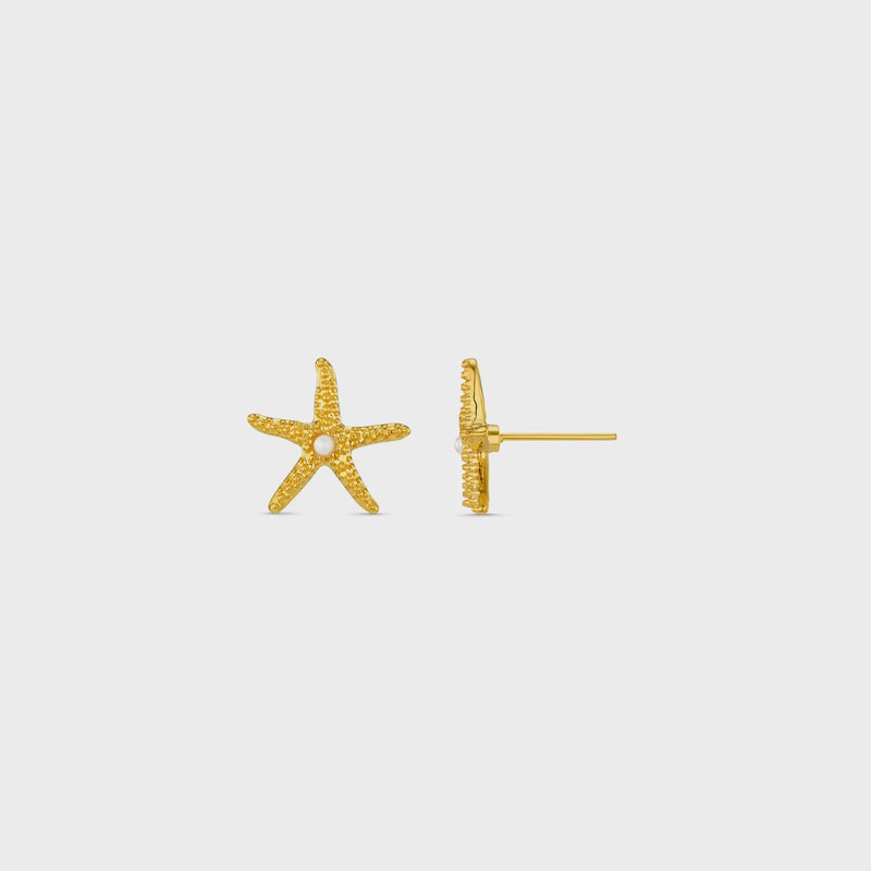 Orelia Starfish & Pearl Stud Earrings - Gold